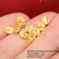Premium S925 gold-plated silver UFO spacer beads with spiral texture for DIY jewelry - UFO Spacer (JHF63517)