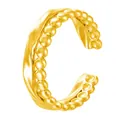 Hochwertiger vergoldeter Edelstahl-Perlenring mit eleganten unregelmäßigen Wellenlinien - Gj070 - Gold