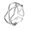 Minimalistischer silberner unregelmäßiger offener Ring aus Edelstahl für Damen. - Gj071 - Stahlfarbe