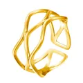 Minimalistischer goldener Edelstahlring mit einem einzigartigen Wellendesign - Gj071 - Gold
