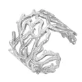 Eleganter silberner Edelstahlring offen mit künstlerischem korallenförmigem Design - Gj075 - Stahlfarbe