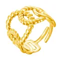 Minimalistischer vergoldeter Edelstahlring mit unregelmäßigem Herz-Design offen - Gj077 - Gold