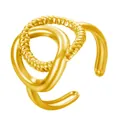 Goldener Edelstahlring mit unregelmäßigen Linien, gedrehter Textur und offenem Design. - Gj081 - Gold