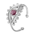 Vintage silberner Edelstahl Evil Eye verstellbarer offener Ring mit lila Stein - Gj085 - Stahlfarbe