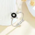 Verstellbarer Edelstahlring mit schwarzem ovalem Sternenmotiv-Design - Gj092 - Stahl