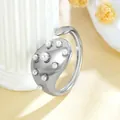 Eleganter unregelmäßiger Edelstahlring offen mit weißen Perlen in polierter Silberoptik - Gj096 - Stahl