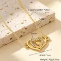 Detalle del collar de corazón mama chapado en oro con circonitas y dimensiones - Estilo Corazón Hueco