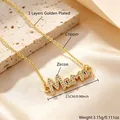Détails du collier Mama plaqué or avec pierres en zircon et dimensions du produit incluses - Style Lettre Mama / 2.5cm / Or