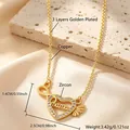 Detalle del collar de corazón mama chapado en oro con circón y dimensiones - Estilo Corazón Infinito