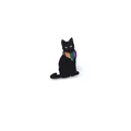 Leuke zwarte kat emaille broche speld met regenboogsjaal voor kleding - Zwarte Kat Met Regenboogsjaal Stijl (xz46-1)