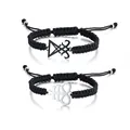 Handgemachte schwarze Webarmbänder mit Satan- und Leviathan-Kreuz aus Edelstahl. - Set 3 (Satan-Siegel und Leviatan-Kreuz gemischt)