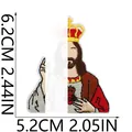 Detailansicht Jesus-Stickaufnäher mit genauen Maßen 6,2 cm x 5,2 cm für Kleidung - Jesus Stil 5