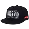 Cappellino da baseball hip hop nero a tesa piatta alla moda con patch Parental Advisory - Nero+Bianco