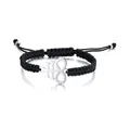 Handmade black braided cord bracelet featuring a silver-tone stainless steel Leviathan Cross totem - Steel Style 2 (Leviathan Cross)
