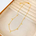 Gold-plated titanium steel necklace with H-shaped links and cubic zirconia - H-Shaped Rhinestone Necklace (X630)