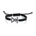 Handmade black braided rope bracelet featuring a matte black stainless steel Leviathan cross - Black Style 1 (Black Leviathan Cross)