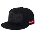 Stylish black hip-hop flat brim baseball cap featuring Parental Advisory patch detail - Black