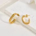 Vintage roestvrijstalen gedraaide oorringen met gouden afwerking en geometrie - Vintage Gedraaide Geometrie (ERC-73) / Goud (ERC-73)