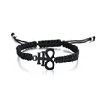 Handmade black braided cord bracelet featuring a matte Leviathan Cross Satanic symbol - Black Style 2 (Black Leviathan Cross Totem)