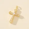 Elegante ciondolo a croce placcato oro con pietre di zirconi cubici micro-pavé - Croce (D1019)