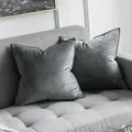 Grijze fluwelen kussenhoes met opstaande rand, zachte fluwelen kussensloop - donkergrijs / 30x50cm