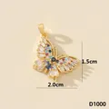 Schmetterling-Anhänger mit bunten Zirkonia und Goldbeschichtung, 2cm Breite - Schmetterling (D5001JBC)