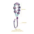 Handmade woven daisy flower water bottle strap in purple and blue tones with measurements - Purple