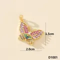 Eleganter goldfarbener Schmetterlingsanhänger mit bunten Zirkonia, Größe 2,0 x 1,5 cm - Schmetterling (D5001JZH)