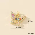 Elegante ciondolo a farfalla dorato con pietre di zircone colorate da 2,5 cm per 1,7 cm. - Farfalla (D5001JBC)