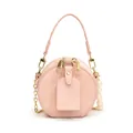 Small pink round PU leather girls handbag with elegant pearl and gold chain strap - Pink