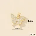 Elegante ciondolo a farfalla dorato con zirconi micro-pavé, variante 2,0x1,5 cm - Farfalla (D5005JB)
