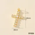 Pendatente a croce placcato oro con zirconi brillanti, misura 3,3x1,8 cm, SKU D1026 - Croce (D1026)