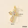 Elegante ciondolo a croce placcato oro con vivaci pietre di zircone multicolore - Croce (D1034)