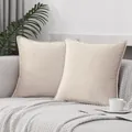Set van 2 beige fluwelen kussenhoezen met elegante geflensde randen voor de bank - Beige