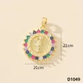 Pendaglio religioso in oro con zirconi micro-pave colorati, diametro 2,1 cm, SKU D1049 - Gesù (D1049)