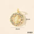 Elegante ciondolo Vergine Maria da 2,1 cm con zirconi colorati per collana - Vergine Maria (D1051)