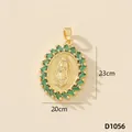 Pendaglio Vergine Maria in zirconi verdi micro-pave, dimensioni 2,3 cm x 2,0 cm - Vergine Maria (D1056)