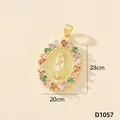 Pendente religioso Vergine Maria con pietre di zirconia colorate e placcatura oro - Vergine Maria (D1057)