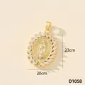 Pendaglio ovale Vergine Maria placcato oro con zirconi, misura 2.3x2.0cm. - Vergine Maria (D1058)