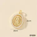 Ciondolo Vergine Maria dorato con zirconi, dimensioni 2.1x1.6cm, modello D1059 - Vergine Maria (D1059)