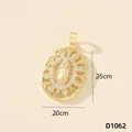 Pendaglio ovale Vergine Maria placcato oro con zirconi cubici, 2,5 cm x 2,0 cm - Vergine Maria (D1062)