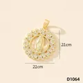 Pendatente Vergine Maria in oro con pietre di zirconia cubica, misura 2,1cm x 2,1cm - Vergine Maria (D1064)