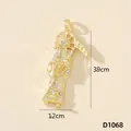 Elegante ciondolo Santa Muerte placcato oro con zirconi, misura 3,9 cm x 1,2 cm. - Figura Religiosa (D1068)