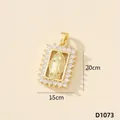 Ciondolo religioso Vergine Maria rettangolare dorato con zirconi, misura 2,0 x 1,5 cm - Vergine Maria (D1073)