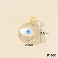 Elegante ciondolo occhio di Allah dorato da 2,0 cm con brillanti zirconi micro-pavé - Malocchio (D1080)