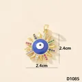Elegante ciondolo a sole dorato con occhio greco blu e micro zirconi multicolore - Malocchio (D1085)