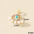 Elegante ciondolo occhio di Allah in oro con zirconi colorati e perle bianche - Malocchio (D1094)