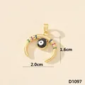 Ciondolo mezzaluna occhio del male dorato con vari zirconi colorati, misura 2.0cm - Luna (D1097)