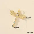 Ciondolo a croce libellula dorata con zirconi multicolore incastonati professionalmente. - Libellula (D1100)