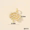 Elegante ciondolo albero della vita dorato con zirconi bianchi, dimensione 2,5 cm, oro - Albero della Vita (D1111)